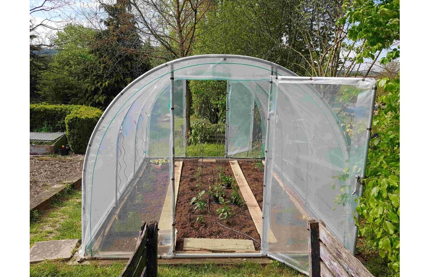Serre Tonneau - modèle Jardinière  - sans aérations latérales - largeur 3m - toujours 2 portes