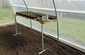 Jeu de 2 supports - Tablette en bois incluse - Table de cultures et semis