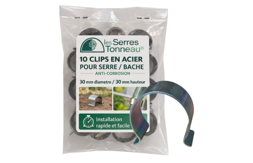 Lot de 10 clips pour tube diamètre 30 | Les Serres Tonneau