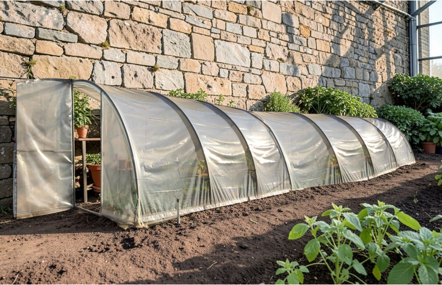 Serre adossée au mur 2m x 10.5m surface 21m² | Serres Tonneau