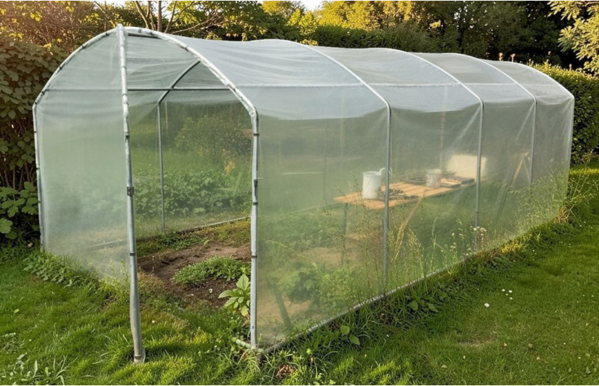 Serre tunnel 3m x 6m, pieds droits, 2 portes Serres Tonneau