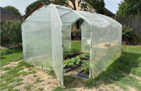Serre Tonneau - Abri culture - pieds droits- bâche enterrée -  2 portes - 3m/3m