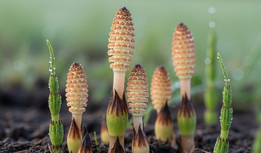Prêle des champs poussant dans le jardin, plante utilisée pour le purin