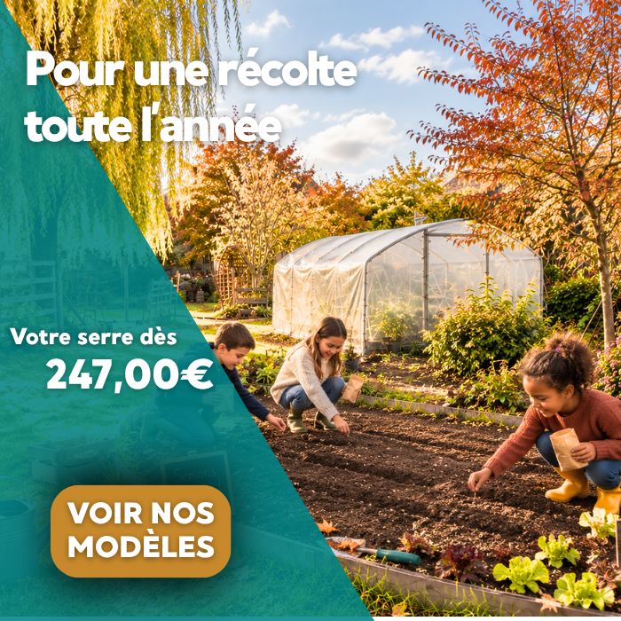 filet d'ombrage sur serre jardin convivial